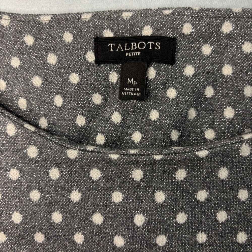 Talbots Petite Medium Silver Gray Pullover Polka … - image 3